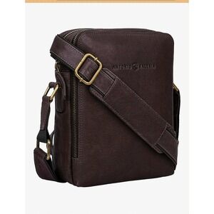 Antonio Valeria Alex Washed Dark Brown Leather Crossbody Bag